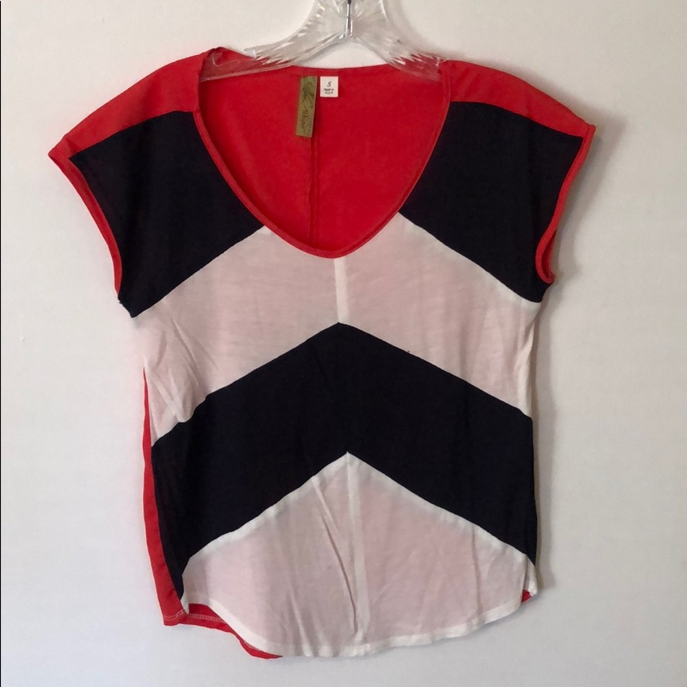 Red white and navy Blouse
